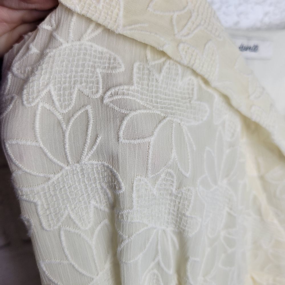 Madewell Ivory Embroidered Pleated Wrap Dress - Picture 2 of 6